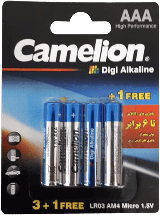باتری نیم قلمی Camelion مدل LR03-BP4DG(3+1)