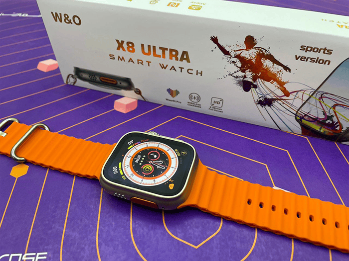 ساعت هوشمند طرح اپل واچ مدل S8 ULTRA MAX با بند نارنجی