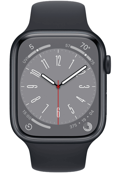 ساعت هوشمند اپل واچ سری 8 مدل 45MM M/L Midnight Aluminum Case با بند اسپورت مشکی