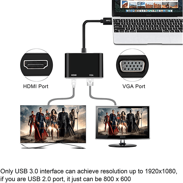 تبدیل USB به HDMI و VGA وی نت